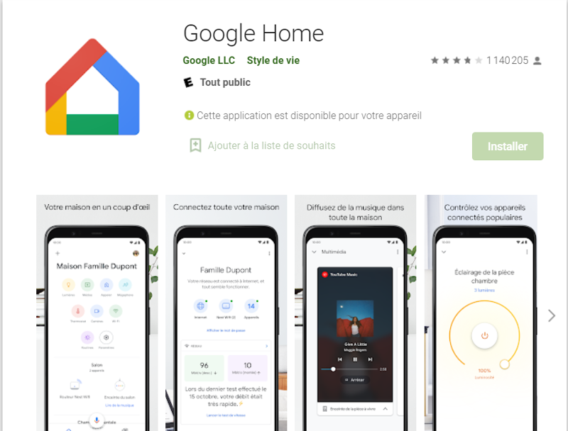 application mobile google home